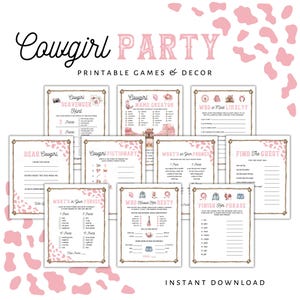 Cowgirl Party Games Bundle: 12 Printable Activities & Signs (Digital Download)