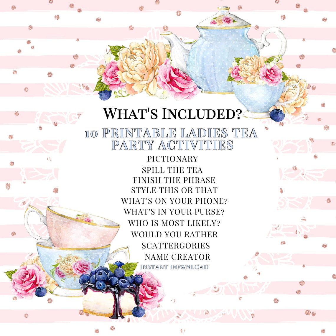 Tea Party Games Printable Tea Party Activities Ladies Tea - Etsy Canada