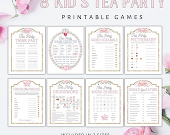 Tea Party Games for Kids Printable, Printable Kid&#39;s Tea Party Games, Kid&#39;s Tea Party Bundle, Tea Party Games, Tea Party Printable Games