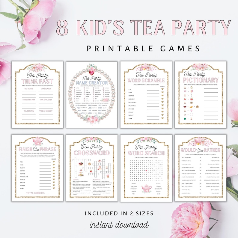 Tea Pictionary Tea Party Games for Kids: Printable Activity Bundle (digital Download ...
