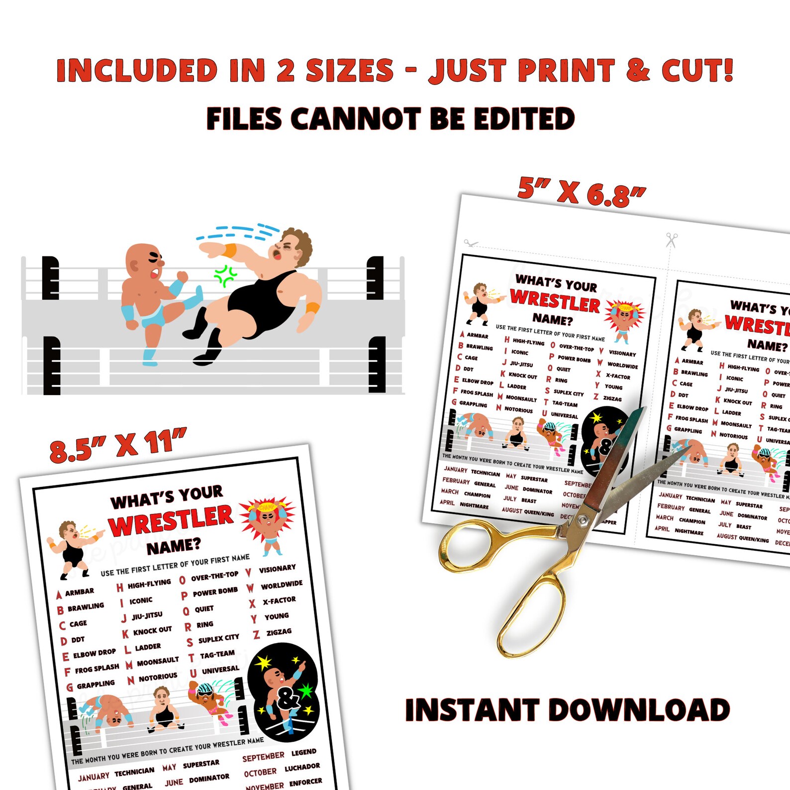 Whats Your Wrestler Name Printable Wrestler Name Creator Etsy