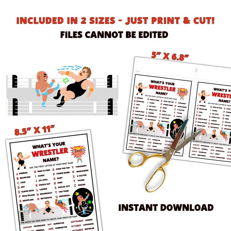 Whats Your Wrestler Name Printable, Wrestler Name Creator, Printable