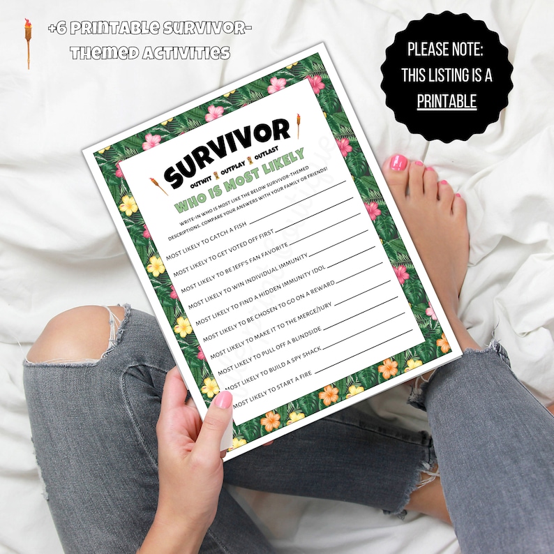 Survivor Party Games Printable Survivor Games Survivor - Etsy