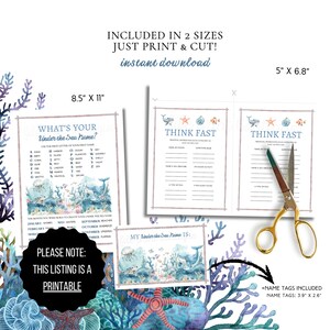 Under the Sea Party Games for Kids Printable, Under the Sea Printable ...