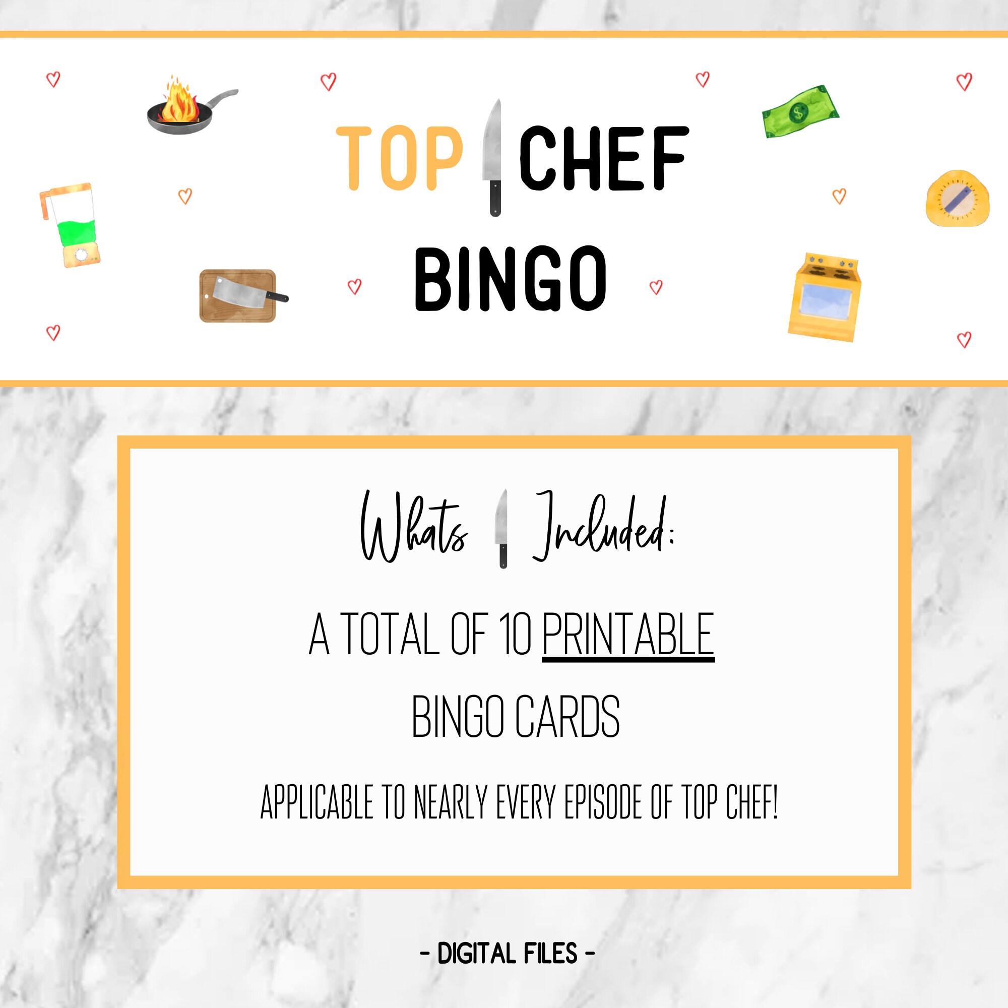 Top Chef Printable Bingo Top Chef Instant Download Top Chef Etsy