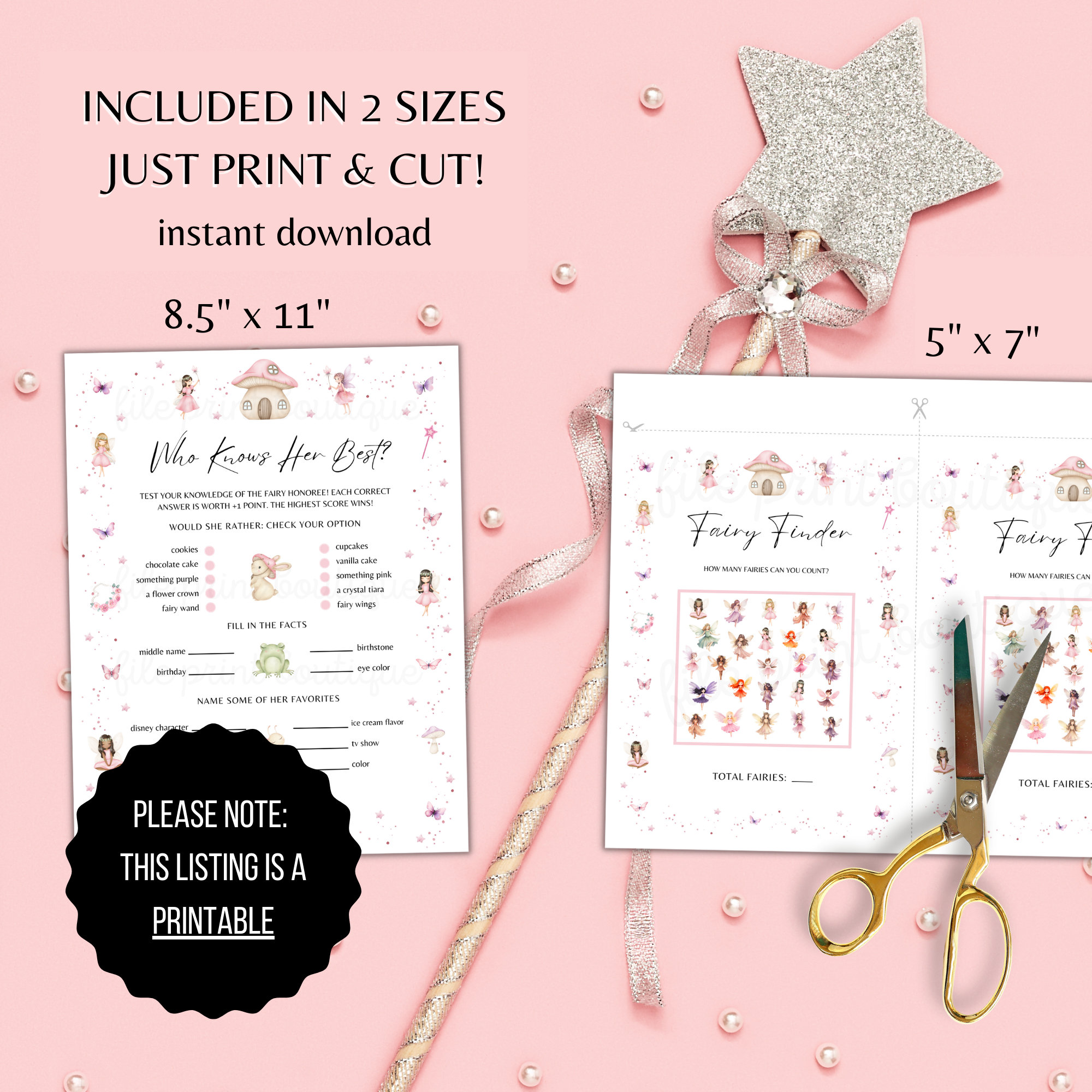 Fairy Party Games Printable: Kids Birthday Activities (digital Download ...