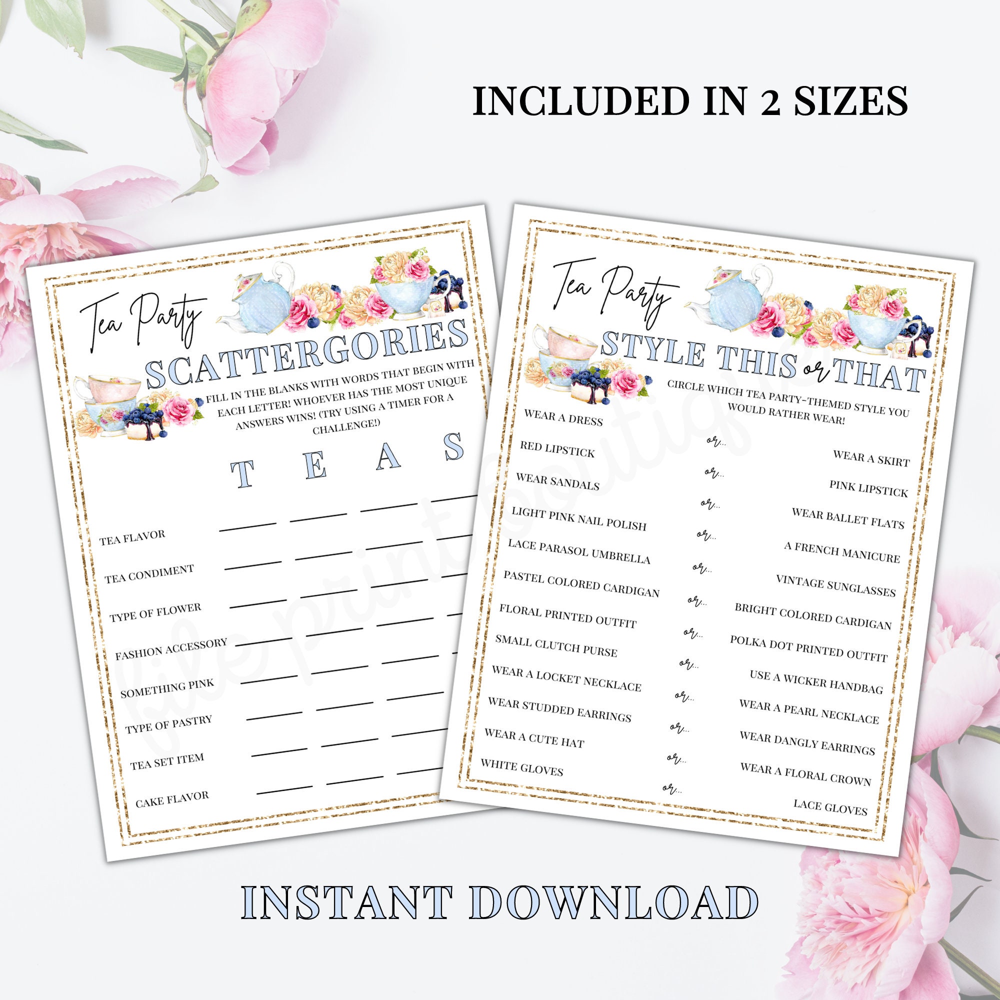 Tea Party Games Printable Tea Party Activities Ladies Tea - Etsy