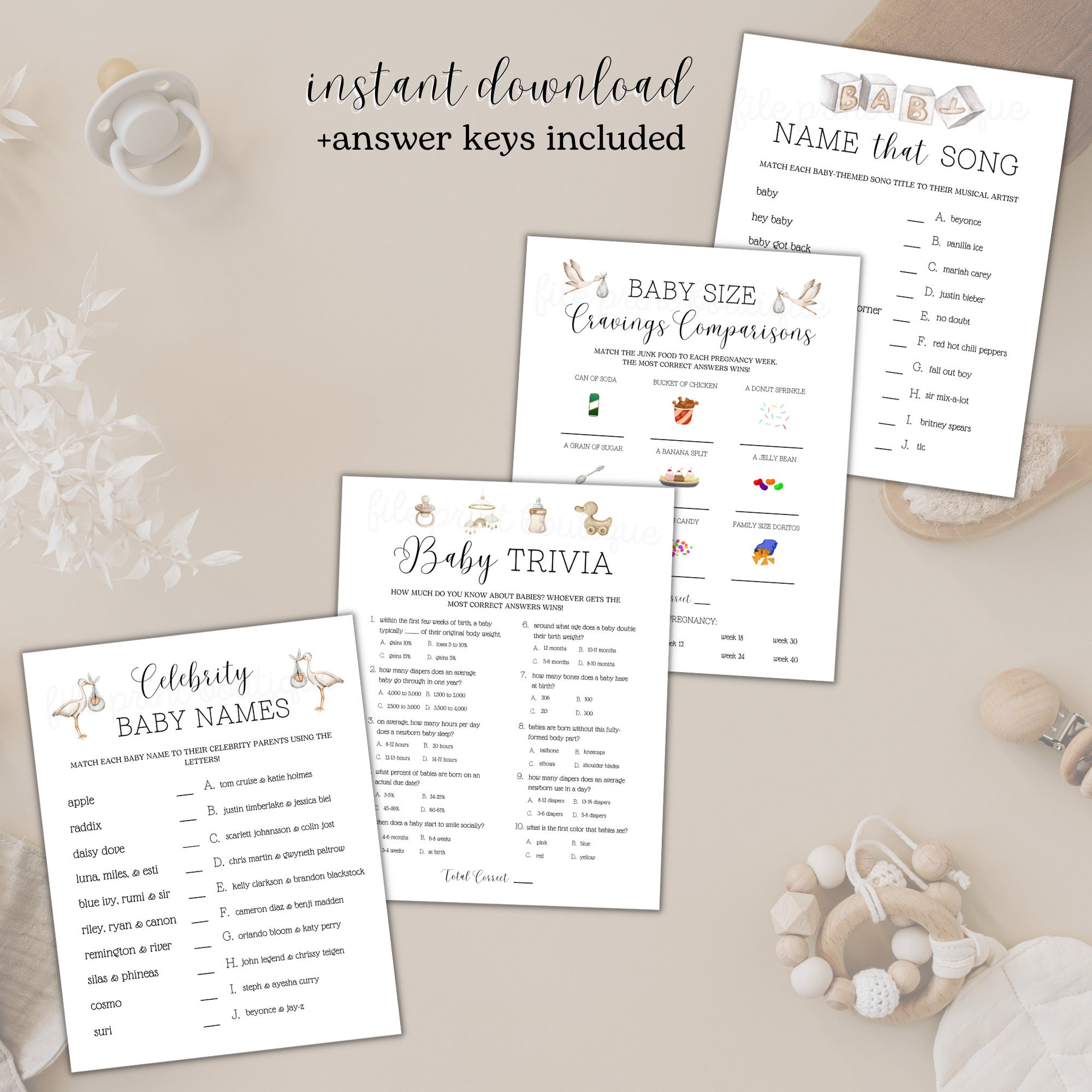 Baby Shower Printable Games Gender Neutral Baby Shower Games - Etsy