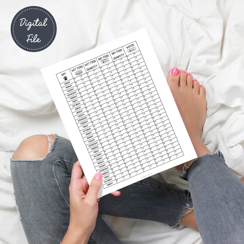 Cat Feeding Printable Schedule Tracker Digital Download Kitten Food