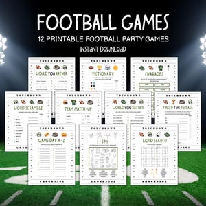 Printable Football Party Games: 12 Game Day Activities (Digital Download)