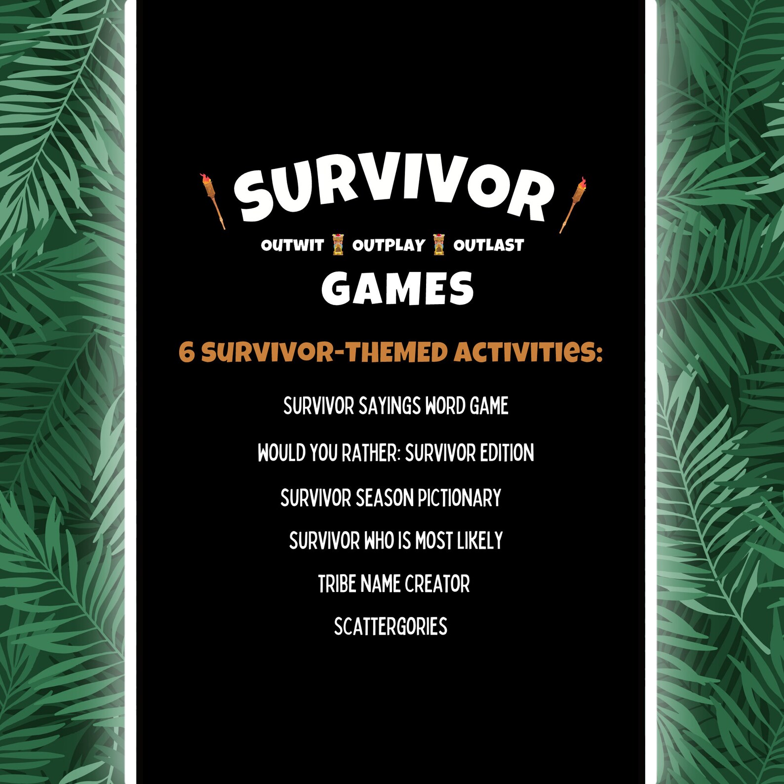 Survivor Party Games Printable Survivor Games Survivor - Etsy Australia