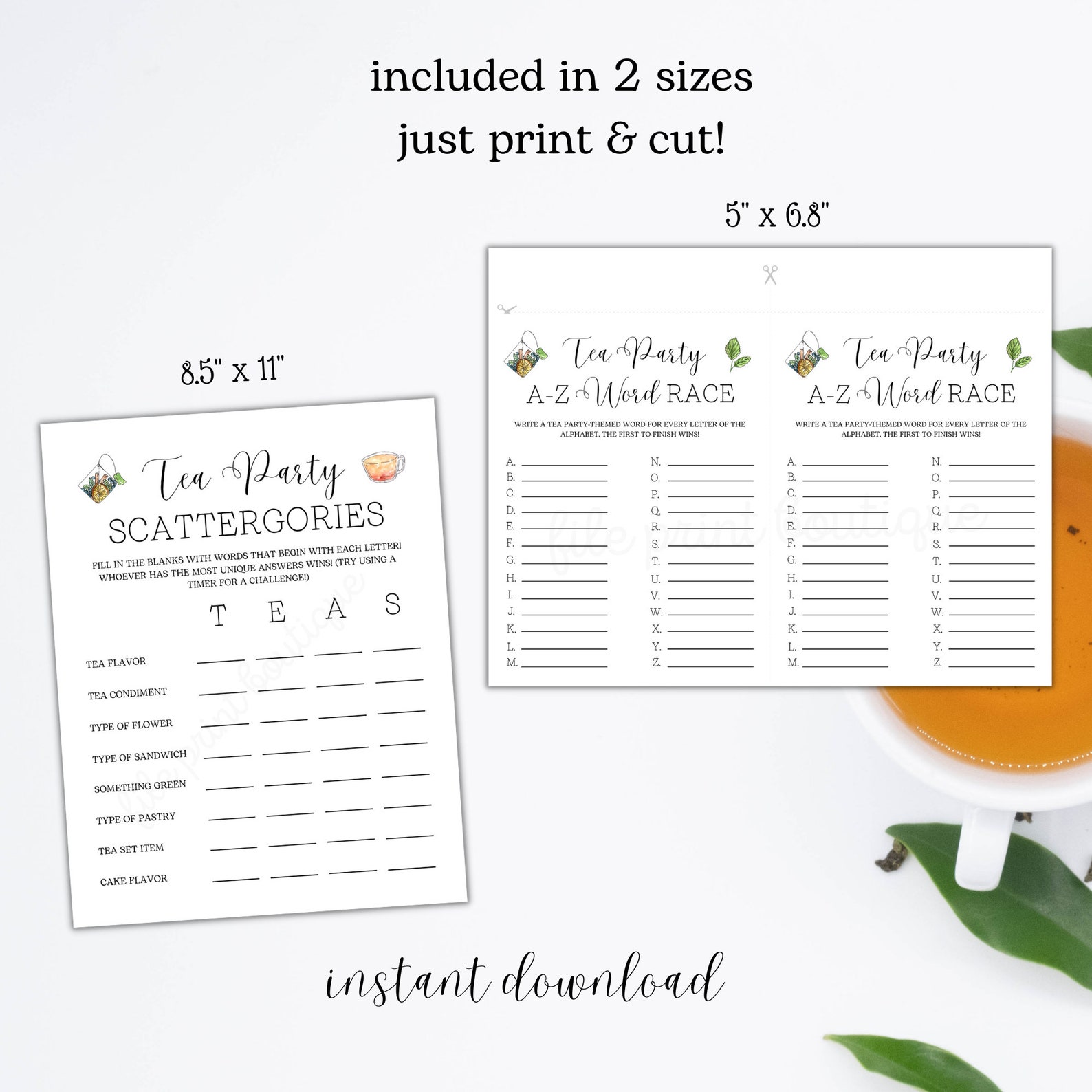 Tea Party Games Printable Tea Party Activities Ladies Tea - Etsy