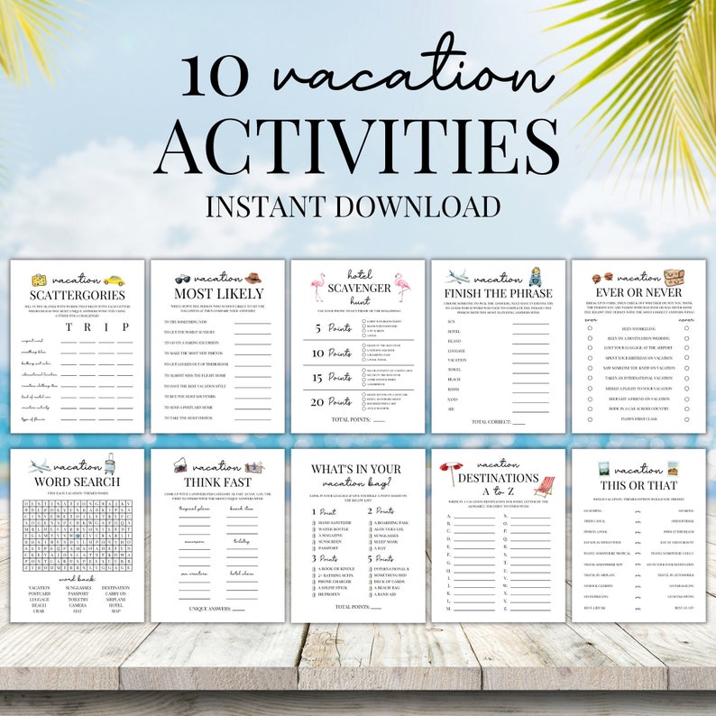 Vacation Games Bundle Vacation Printable Games Family Etsy