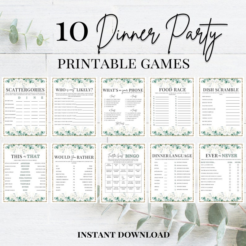 Dinner Party Games Printable Dinner Party Activities Etsy