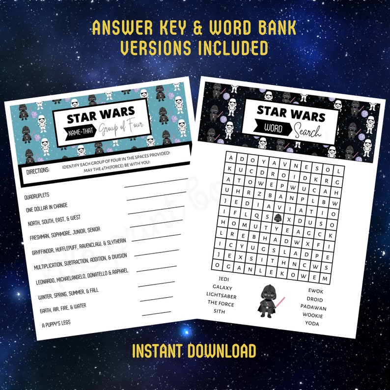 Star Wars Printable Kids Activities, Word Search, Star Wars Crossword, Word Scramble, Star Wars ...