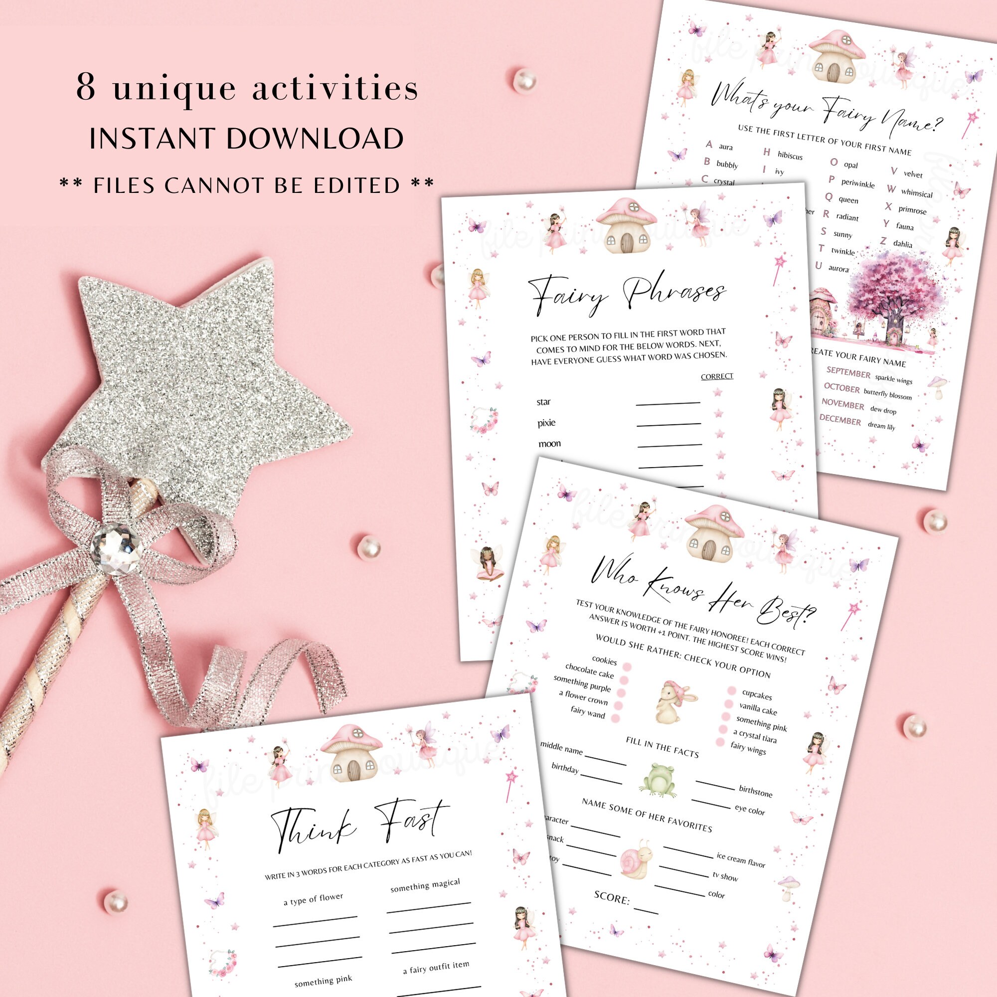 Fairy Party Games Printable: Kids Birthday Activities (digital Download ...