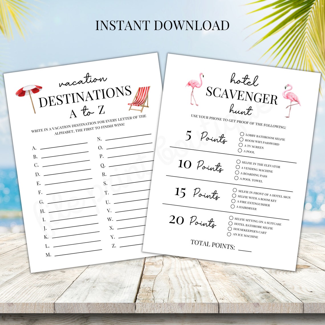 Vacation Games Bundle, Vacation Printable Games, Family Friendly