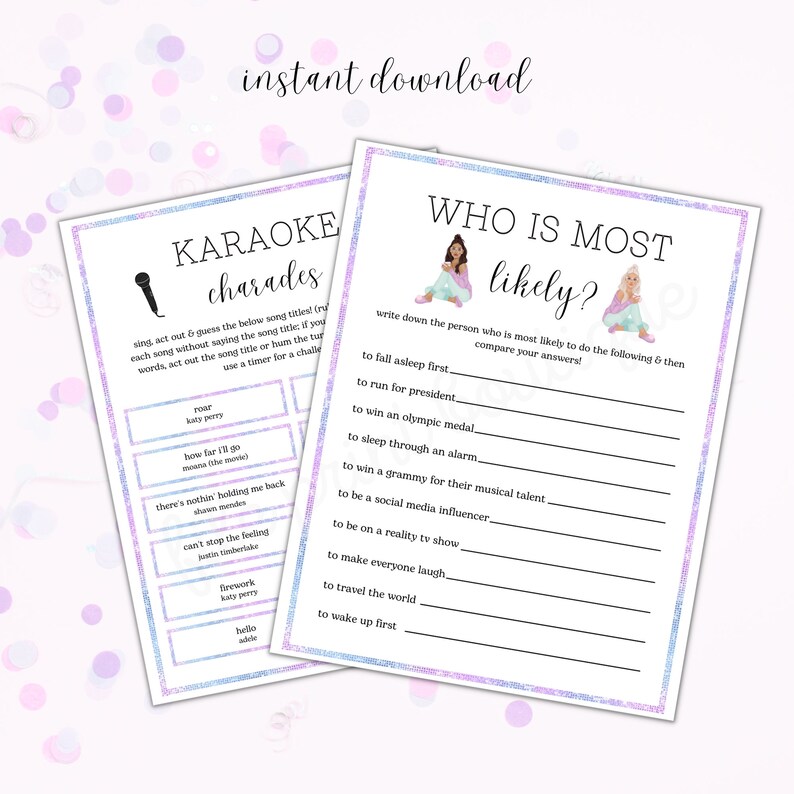 Sleepover Party Games Printable Slumber Party Games Bundle - Etsy