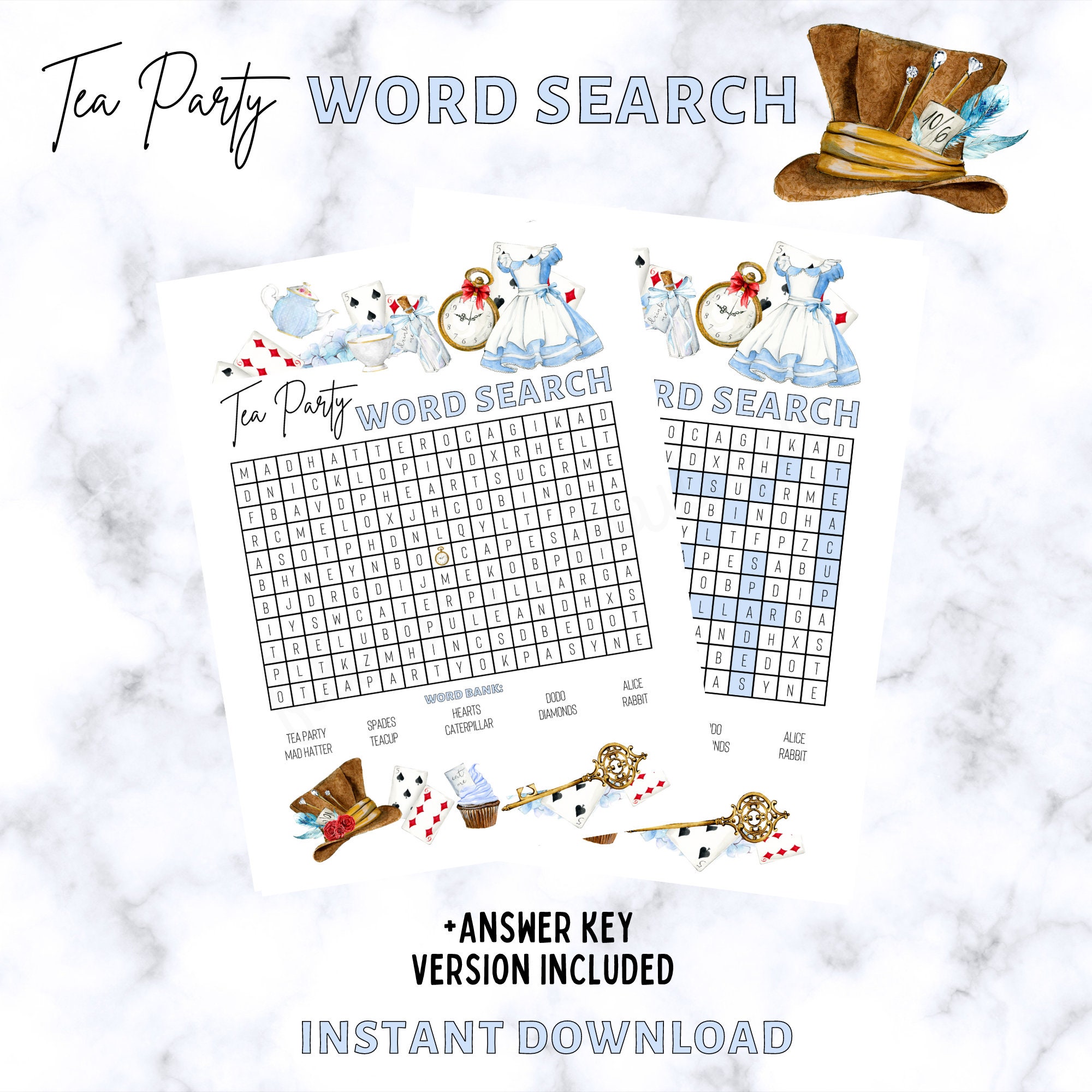 Tea Party Games Printable Wonderland Tea Party Alice Tea Etsy