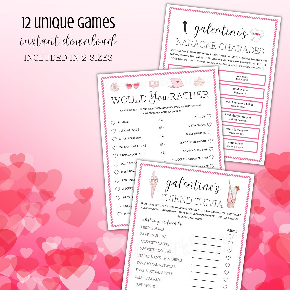 Galentine's Day Game Bundle Printable, Galentine's Printable Games ...