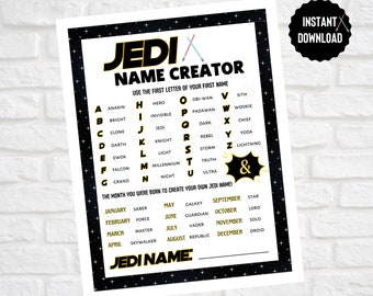 Jedi Printable Name Creator, Star Wars Activity, Jedi Printable, Star Wars Activity for Kids, Star Wars Printable, Star Wars, Jedi Party