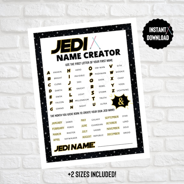 Jedi Printable Name Creator, Star Wars Activity, Jedi Printable, Star Wars Activity for Kids, Star Wars Printable, Star Wars, Jedi Party