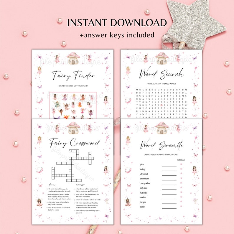 Fairy Party Games Printable: Kids Birthday Activities (digital Download ...