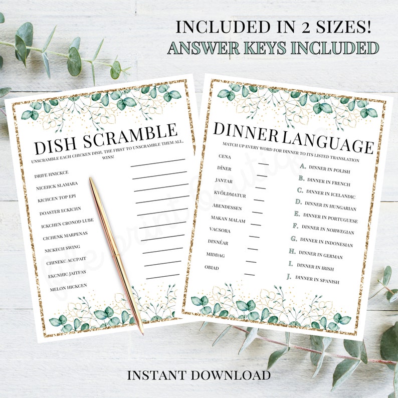 Dinner Party Games Printable Dinner Party Activities Etsy