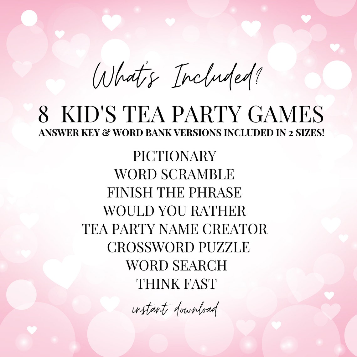 Tea Party Games for Kids Printable Printable Kid's Tea - Etsy