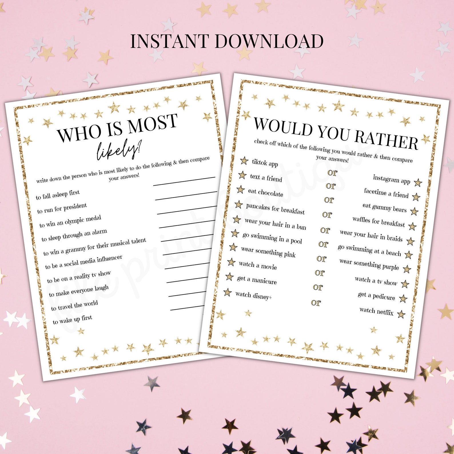 Slumber Party Games Printable Slumber Party Activities - Etsy