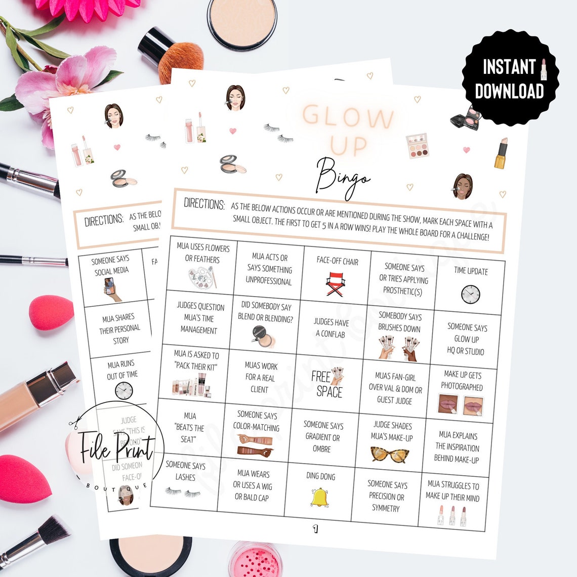 Glow up Printable Bingo Netflix All Seasons Glow up Instant Etsy