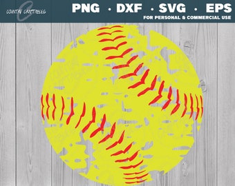 Distressed Softball SVG, Distressed Softball Png, Softball Svg, Grunge Softball Svg, Softball Png, Softball Cut Files, Svg for Shirt