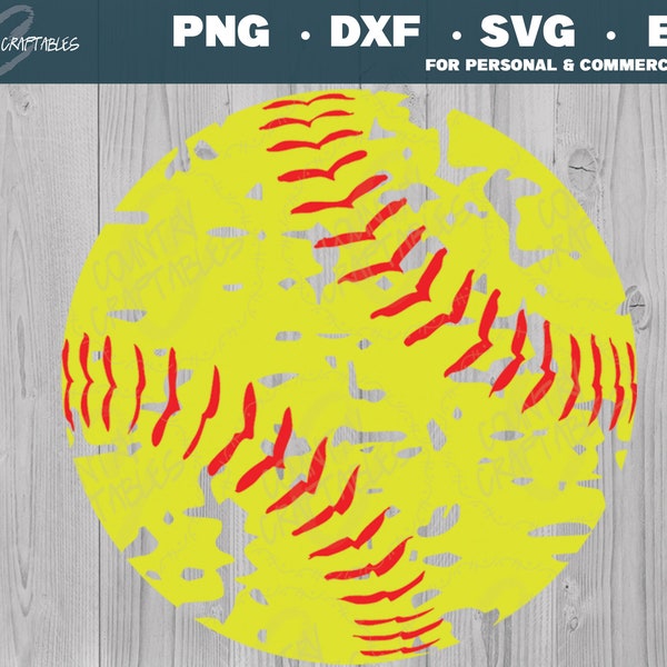 Distressed Softball SVG, Distressed Softball Png, Grunge Softball Png, Softball Cut Files, Stitches SVG, Svg for Shirt, Softball Tumbler Svg