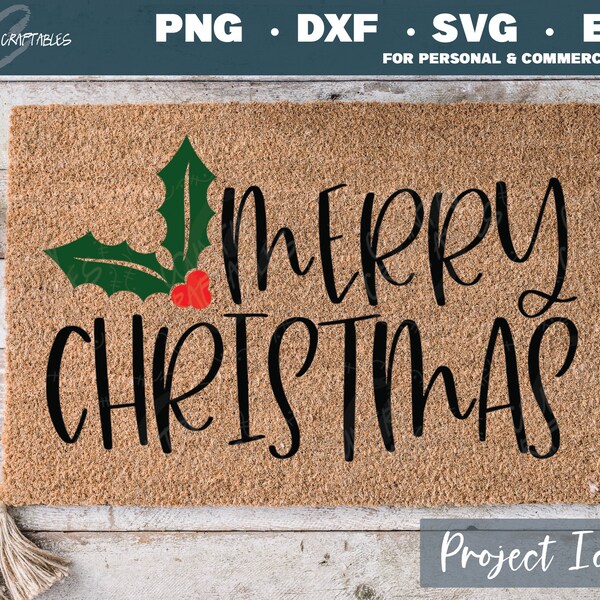 Front Porch Svg, Doormat Svg, Holly Svg, Merry Christmas Cut File, Porch Decor Svg, Rustic Christmas Svg, Holly Leaves Svg, Winter Decor Svg