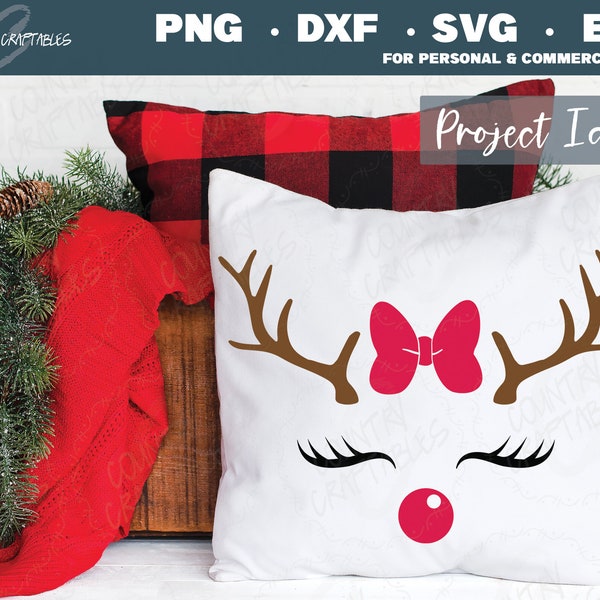 Girl Reindeer, Reindeer Svg Kid, Holiday Shirt Svg, Christmas Pillow Svg, Reindeer Png, Christmas Onesie Svg, Reindeer Face SVG, Ornaments
