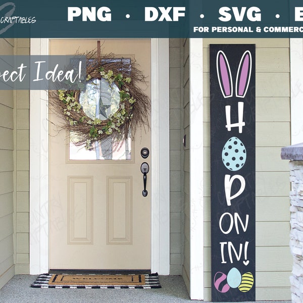 Hop On In Svg, Porch Sign Svg, Vertical Sign Svg, Easter Decor Svg, Spring Svg, Easter Cut File, Porch Leaner Svg, Easter Outdoor Svg