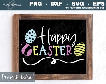 Happy Easter Svg, Easter Sign Svg, Easter Decor Svg, Easter Cut File, Svg for Shirts, Easter Egg Svg, Spring Decor Svg, Patterned Eggs Svg