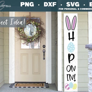 Hop On In Easter Sign SVG: Vertical Porch Decor (Digital Download)