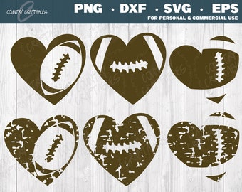 Football Heart SVG Bundle: Distressed Clipart, Mom Shirt Cut File