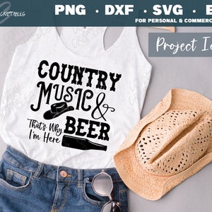 Musique country et bière Svg, Musique country svg, Concert country svg, Svg pour chemises, Chemise de musique country, Fichiers svg country, Tumbler svg
