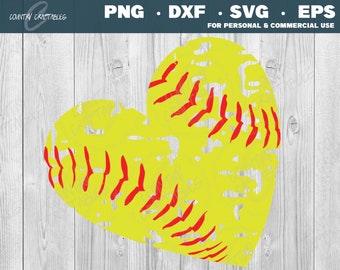 Distressed Heart Softball SVG, Distressed Softball Png, Grunge Softball Svg, Stitches SVG, Svg for Shirts, Softball Tumbler Svg, Cut Files