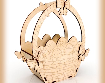 Laser cut files Easter basket, Easter gift basket dxf vector laser cut template