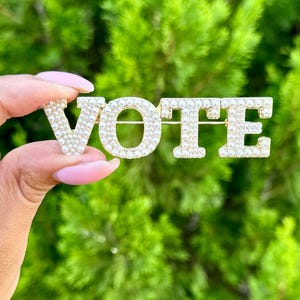 Sophisticated Pearl "Vote" Brooch Pin