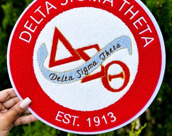 DST Extra Large Red & White Circle Iron On Patch