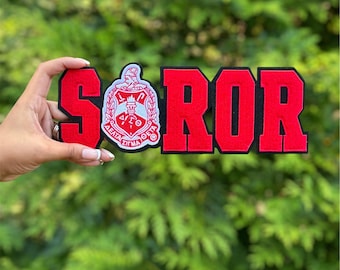 DST Large Red & White SOROR Iron On Patch