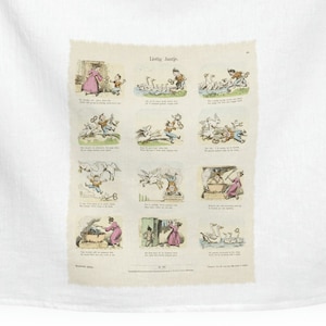 Funny Vintage Kitchen Stories Dutch Boy and Geese Cotton Tea Towel Housewarming or Birthday Gifts, For Old Book Fans & Antique Collectors