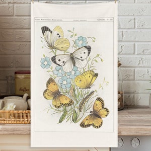 Butterfly Vintage Tea Towels Perfect Gift for Mom Kitchen Towel Birthday Gift For Cook Yellow Butterflies Kitchen Towel for Chef Country Art immagine 1