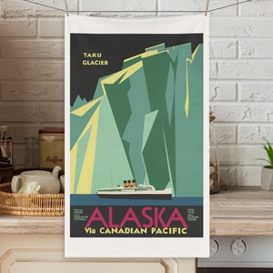 Alaska Vintage Toalla de té Decoración para el hogar Regalo Parques nacionales Cartel de viaje Regalos de EE. UU. Viejos carteles de viaje Regalo de cocina para anfitriona Primer regalo para el hogar