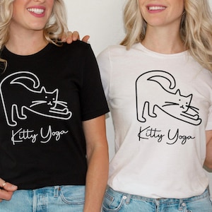 Cat Ladies Kitty Yoga Shirt Gift Namaste Yoga T-shirt Gift Funny Cat Shirts For Her Downward Dog Cat Dad Zen Gift Childless Cat Lady