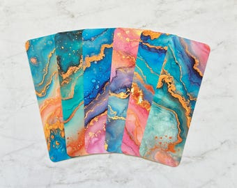 Colorful Marble Bookmarks | Colorful Abstract Bookmarks